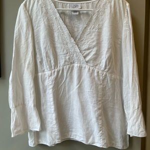 Ann Taylor Loft White linen blouse Sz L